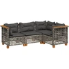 Image de vidaXL Ensemble de salon de jardin 4 pièces avec coussins Gris Poly rotin