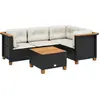 Image de vidaXL Ensemble de salon de jardin 5 pièces avec coussins noir poly rotin