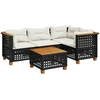 Image de vidaXL Ensemble de salon de jardin 5 pièces avec coussins noir poly rotin