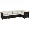 Image de vidaXL Ensemble de salon de jardin 5 pièces avec coussins noir poly rotin