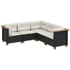 Image de vidaXL Ensemble de salon de jardin 5 pièces avec coussins noir poly rotin