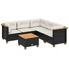 Image de vidaXL Ensemble de salon de jardin 6 pièces avec coussins noir poly rotin