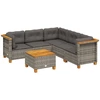 Image de vidaXL Ensemble de salon de jardin 6 pièces avec coussins Gris Poly rotin