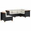 Image de vidaXL Ensemble de salon de jardin 5 pièces avec coussins noir poly rotin