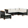 Image de vidaXL Ensemble de salon de jardin 5 pièces avec coussins noir poly rotin
