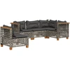 Image de vidaXL Ensemble de salon de jardin 5 pièces avec coussins Gris Poly rotin