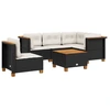 Image de vidaXL Ensemble de salon de jardin 6 pièces avec coussins noir poly rotin