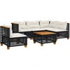 Image de vidaXL Ensemble de salon de jardin 6 pièces avec coussins noir poly rotin