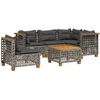 Image de vidaXL Ensemble de salon de jardin 6 pièces avec coussins Gris Poly rotin
