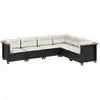 Image de vidaXL Ensemble de salon de jardin 6 pièces avec coussins noir poly rotin