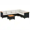 Image de vidaXL Ensemble de salon de jardin 7 pièces avec coussins noir poly rotin