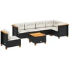 Image de vidaXL Ensemble de salon de jardin 7 pièces avec coussins noir poly rotin