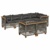 Image de vidaXL Ensemble de salon de jardin 7 pièces avec coussins Gris Poly rotin