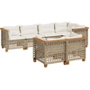 Image de vidaXL Ensemble de salon de jardin 7 pièces avec coussins Beige Poly Rattan