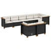Image de vidaXL Ensemble de jardin canapé 8 pièces avec coussins noir poly rotin