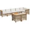 Image de vidaXL Ensemble de salon de jardin 9 pièces avec coussins beige Poly rotin