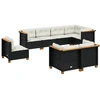Image de vidaXL Ensemble de jardin canapé 8 pièces avec coussins noir poly rotin