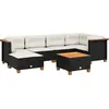 Image de vidaXL Ensemble de salon de jardin 7 pièces avec coussins noir poly rotin