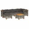 Image de vidaXL Ensemble de salon de jardin 7 pièces avec coussins Gris Poly rotin