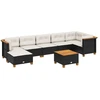 Image de vidaXL Ensemble de jardin canapé 8 pièces avec coussins noir poly rotin