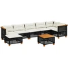 Image de vidaXL Ensemble de jardin canapé 8 pièces avec coussins noir poly rotin