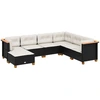 Image de vidaXL Ensemble de salon de jardin 7 pièces avec coussins noir poly rotin