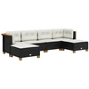 Image de vidaXL Ensemble de salon de jardin 6 pièces avec coussins noir poly rotin