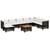 Image de vidaXL Ensemble de salon de jardin 9 pièces avec coussins noir poly rotin