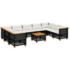 Image de vidaXL Ensemble de 10 canapés de jardin avec coussins noir poly rotin
