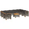 Image de vidaXL Ensemble de salon de jardin 10 pièces avec coussins Gris Poly Rattan