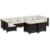 Image de vidaXL Ensemble de salon de jardin 9 pièces avec coussins noir poly rotin
