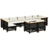 Image de vidaXL Ensemble de salon de jardin 9 pièces avec coussins noir poly rotin