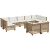 Image de vidaXL Ensemble de salon de jardin 10 pièces avec coussins Beige Poly Rattan