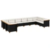 Image de vidaXL Ensemble de 10 canapés de jardin avec coussins noir poly rotin