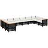 Image de vidaXL Ensemble de 10 canapés de jardin avec coussins noir poly rotin