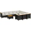 Image de vidaXL Ensemble de salon de jardin 11 pièces avec coussins noir poly rotin