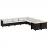 Image de vidaXL Ensemble de 10 canapés de jardin avec coussins noir poly rotin