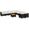 Image de vidaXL Ensemble de salon de jardin 11 pièces avec coussins noir poly rotin