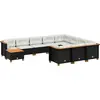 Image de vidaXL Ensemble de salon de jardin 11 pièces avec coussins noir poly rotin