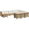 Image de vidaXL Ensemble de salon de jardin 11 pièces avec coussins Beige Poly Rattan