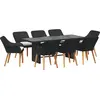 Image de vidaXL Salon de jardin avec coussins 9 pcs noir poly-rotin