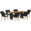 Image de vidaXL Salon de jardin avec coussins 7 pcs noir Poly-Rattan