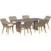 Image de vidaXL Salon de jardin avec coussins 7 pcs Beige Poly-Rattan