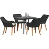 Image de vidaXL Salon de jardin avec coussins 5 pcs noir Poly-Rattan
