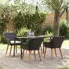 Image de vidaXL Ensemble de jardin pour 5 personnes, noir, en résine tressée