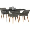 Image de vidaXL Salon de jardin avec coussins 5 pcs Gris Poly-Rotin