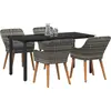 Image de vidaXL Salon de jardin avec coussins 5 pcs Gris Poly-Rotin