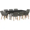 Image de vidaXL Salon de jardin avec coussins 9 pcs Gris Poly-Rotin
