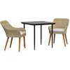 Image de vidaXL Salon de jardin avec coussins 3 pcs Beige Poly-Rattan