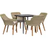 Image de vidaXL Salon de jardin avec coussins 5 pcs Beige Poly-Rattan